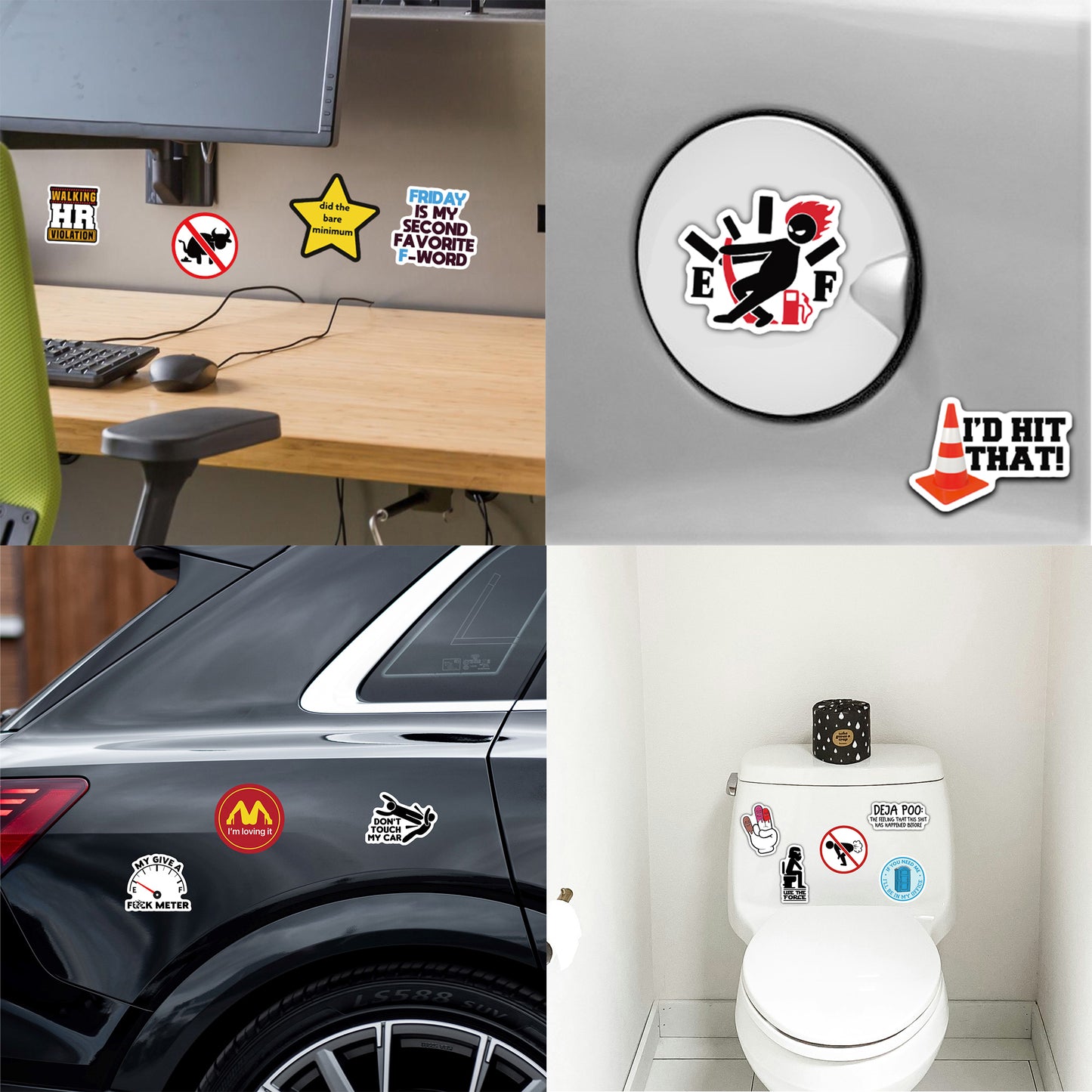 200pcs Funny Stickers for Adults, Prank Meme (Dirty) Large Sticker Pack for Bumper, Hard Hat, Water Bottles, Co-Worker, Computers, Vinyl Waterproof Decals