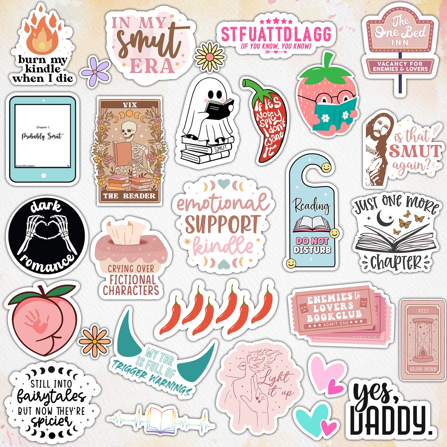 120 pcs Smutty Book Stickers for Kindle | Kindle Stickers Bookish Reading Sticker Pack for Smut Readers | Laptop Water Bottle Computer Accessories| Holographic Waterproof