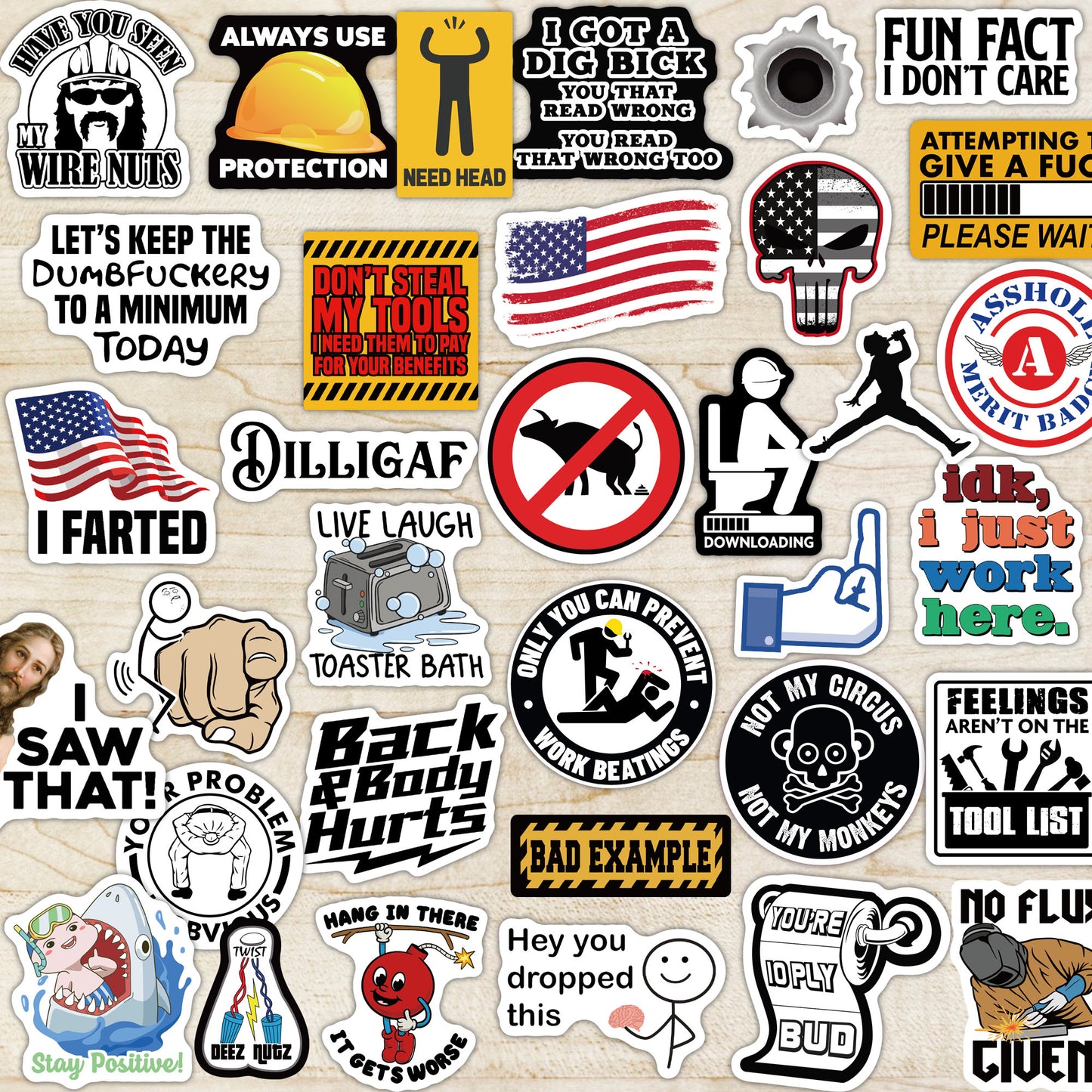 300 PCS Hard Hat Stickers Pack (DIRTY) - For Helmet, Toolboxes... Waterproof Vinyl