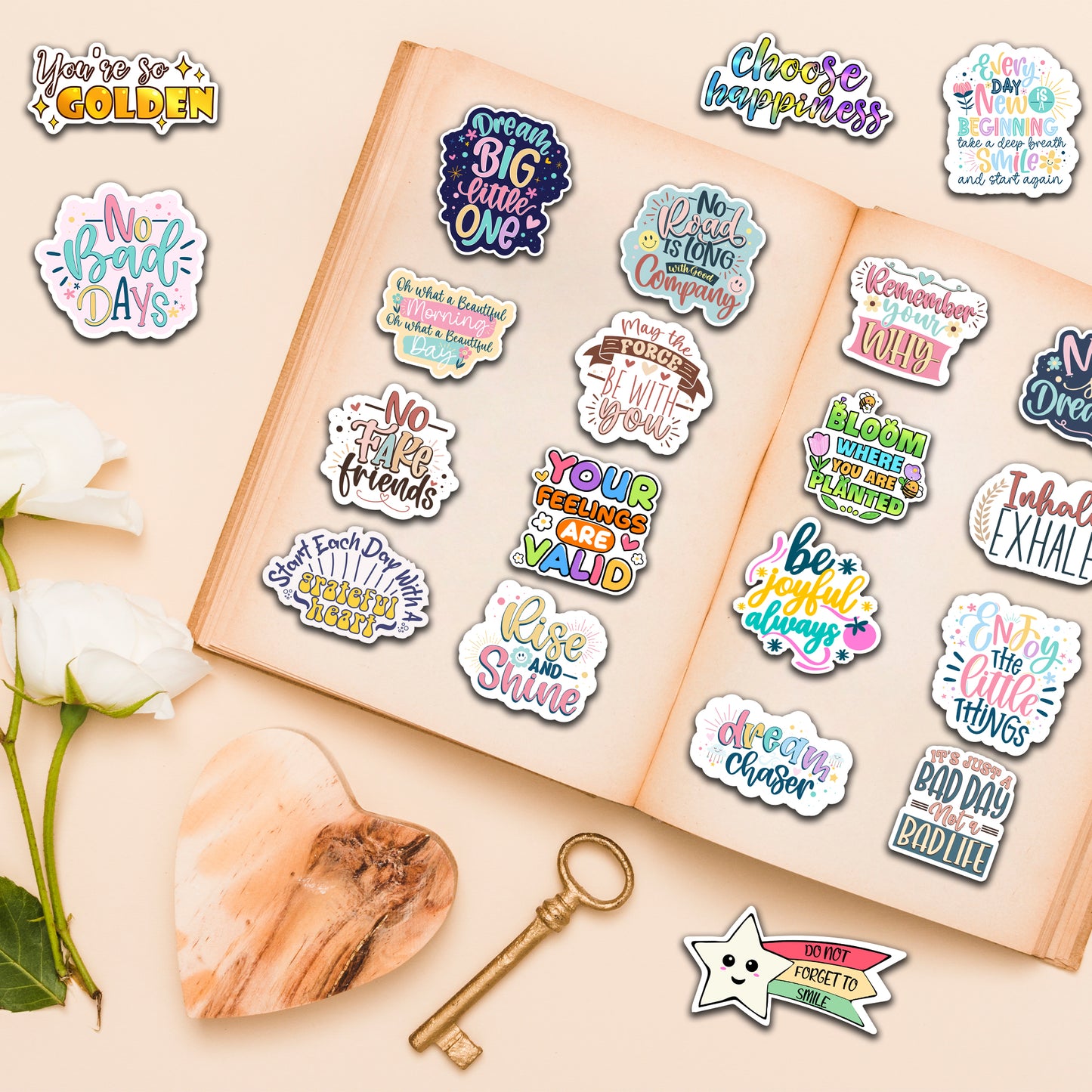 200PCS Motivational Stickers for Vision Board Water Bottles Laptops, Inspirational Quote Waterproof Vinyl for Journals Cups, Affirmation Boho Stickers for Women Holographic (Copy)