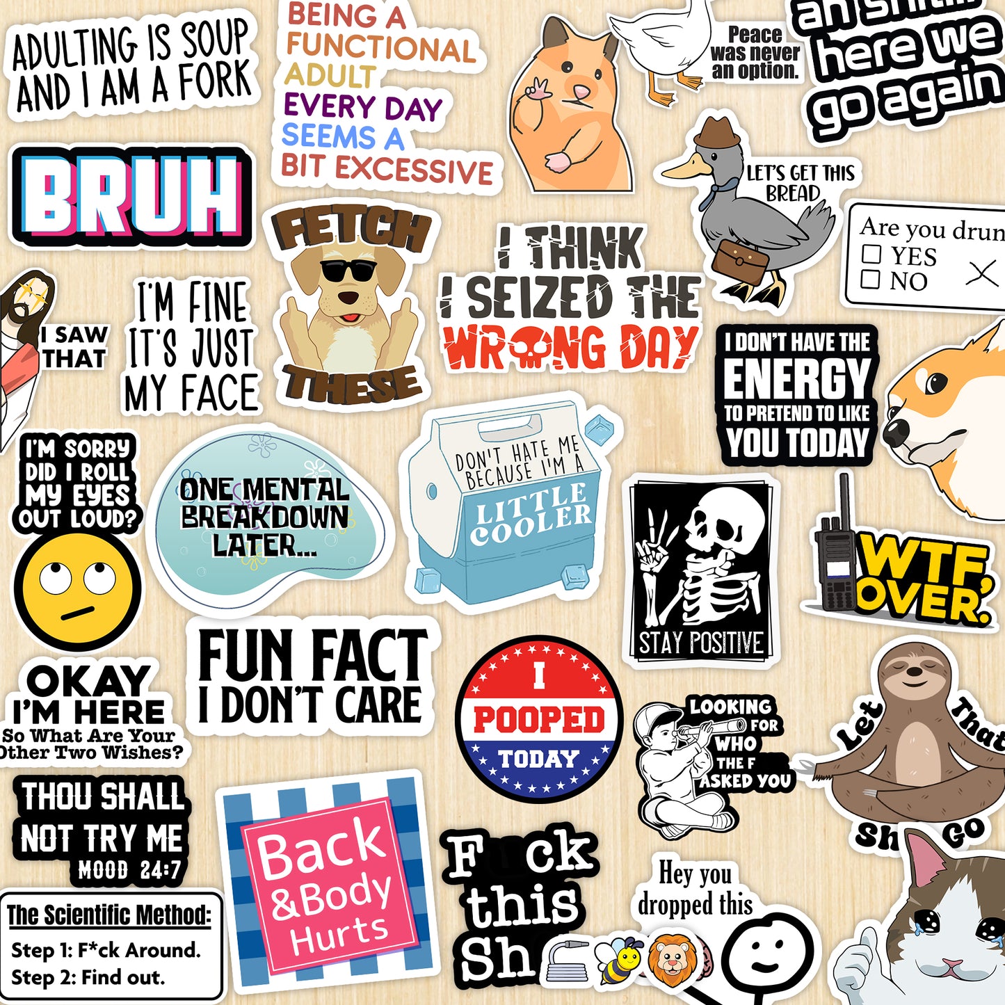 130PCS Funny Anti-Social Sticker Pack - Snarky, Sarcastic Bold Humor Vinyl Waterproof Meme stickers for laptop, computer, water bottle, ipad, phones bumper