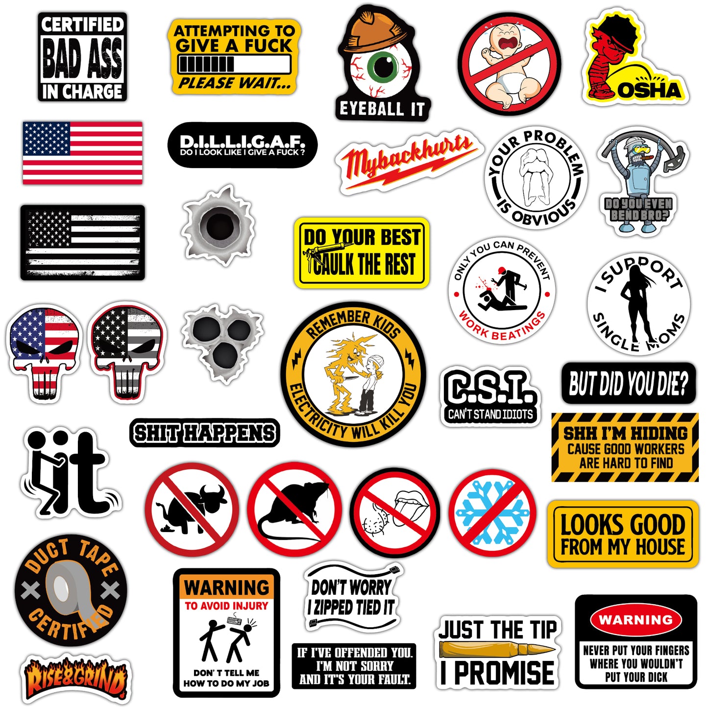 150 PCS Hard Hat Stickers Pack (DIRTY) - For Helmet, Toolboxes... Waterproof Vinyl