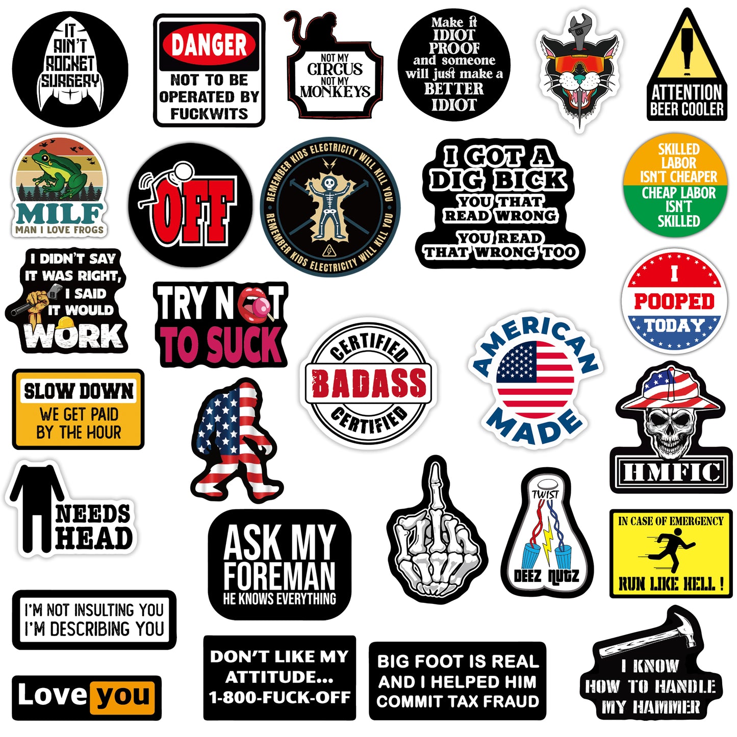 150 PCS Hard Hat Stickers Pack (DIRTY) - For Helmet, Toolboxes... Waterproof Vinyl