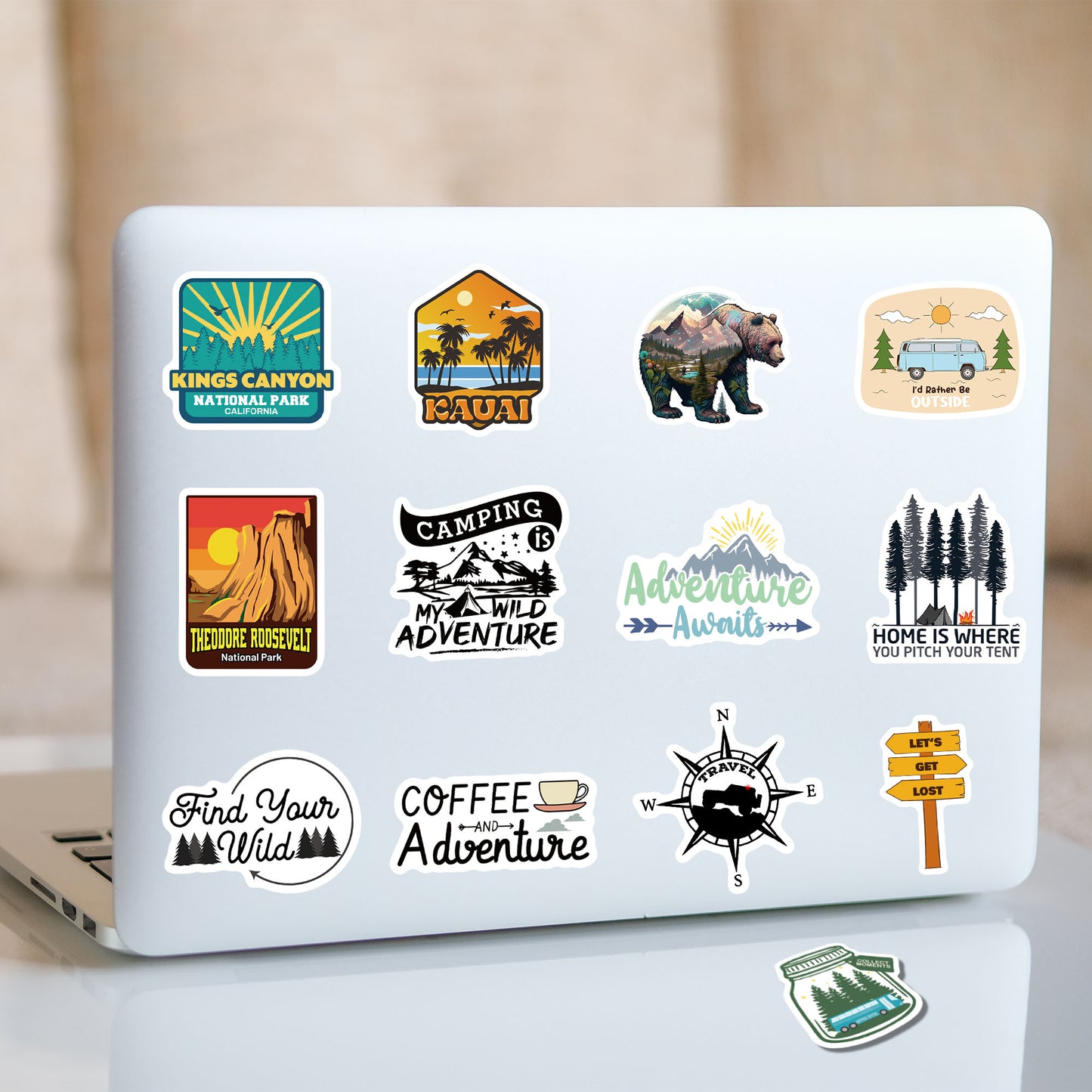 156 Pcs National Parks Sticker Pack, Outdoor Nature Camping Hiking Inspired Waterproof Vinyl Decals for Water Bottles Laptop Car