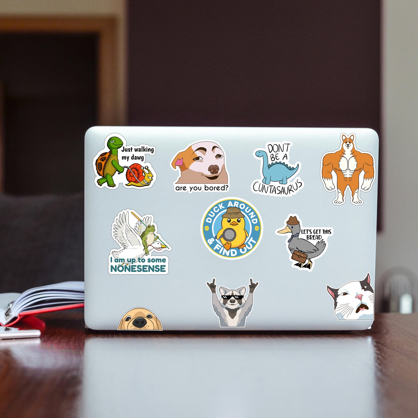 110pc Funny Animal Meme stickers, works for laptop, water bottle, computer, bumper, cars, etc... Waterproof Vinyl