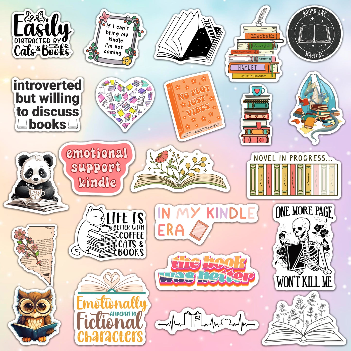 156pcs Stickers for Kindle | Kindle Stickers Bookish Reading Sticker Pack for Smut Readers | Laptop Water Bottle Computer Accessories| Holographic Waterproof